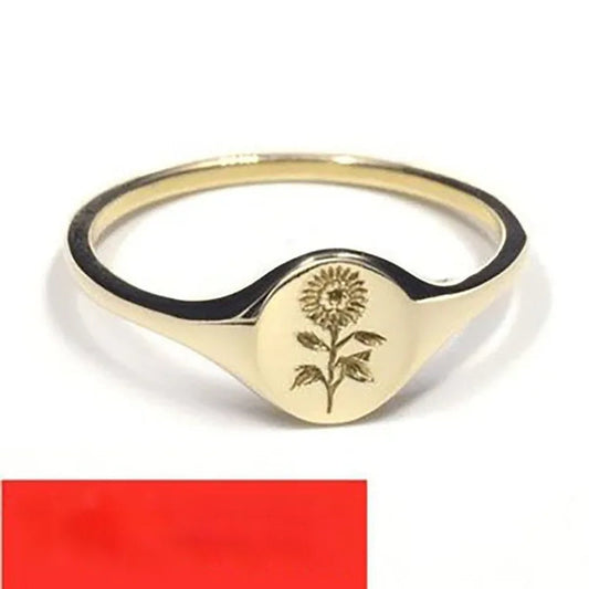 (3 Color)Simple Classic Fashion Sunflower Flower Ring Elegant Woman Engagement Ring Exquisite Wedding Anniversary Gift Ring Band Mother Birthday Christmas Party Ornament Size US4-11