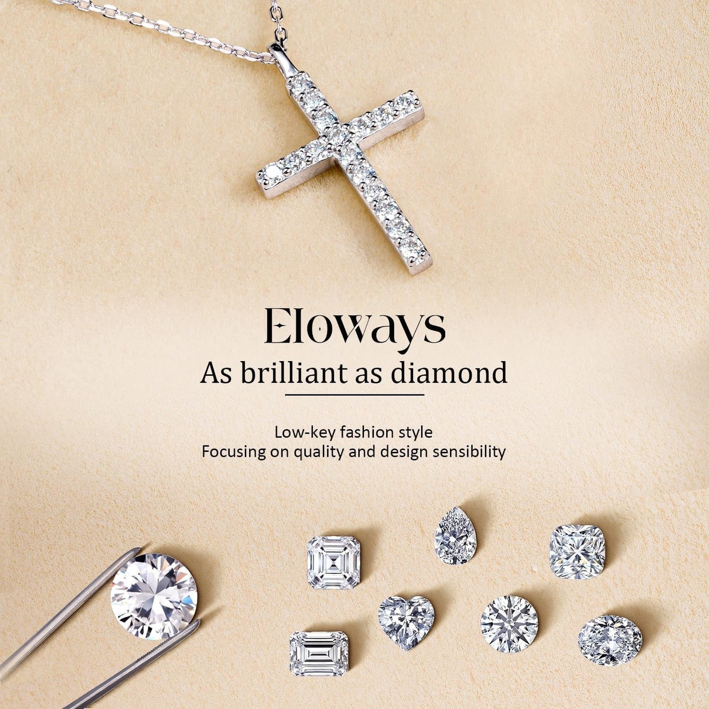 Moissanite Cross Necklaces, D Color VVS1 S925 Sterling Silver, Moissanite Cross Pendant, Wedding Anniversary Christian Jewelry Valentines Gifts