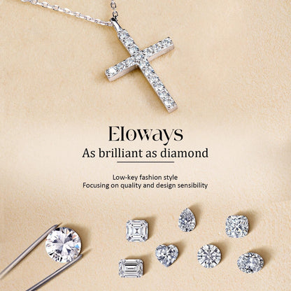 Moissanite Cross Necklaces, D Color VVS1 S925 Sterling Silver, Moissanite Cross Pendant, Wedding Anniversary Christian Jewelry Valentines Gifts