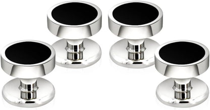 Onyx Cufflinks and Studs Set Formal Black Silver Groomsmen Groom Wedding Gift Cuff Links