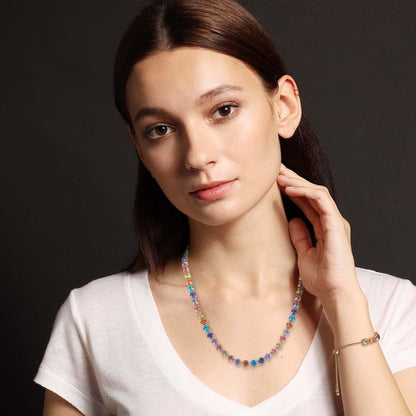 Slider Gold Necklace for Women Adjustable Length Necklace Set with Cubic Zirconia Rhinestone Crystal Long Pendant Choker Necklace