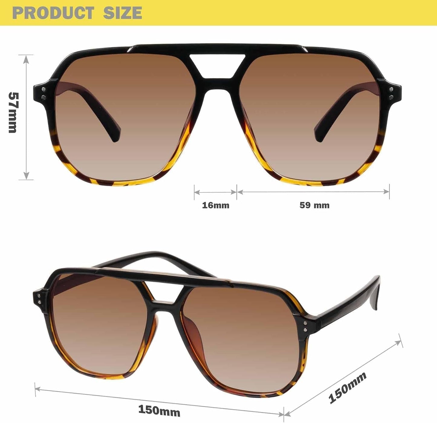 Oversized Aviator Sunglasses for Women and Men with Polarized Lens MS52243