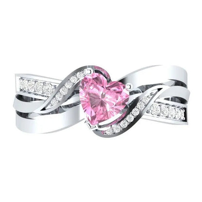 Natural Black Sapphire & Diamond Heart Cut Engagement Wedding 18 K White Gold Filled Ring