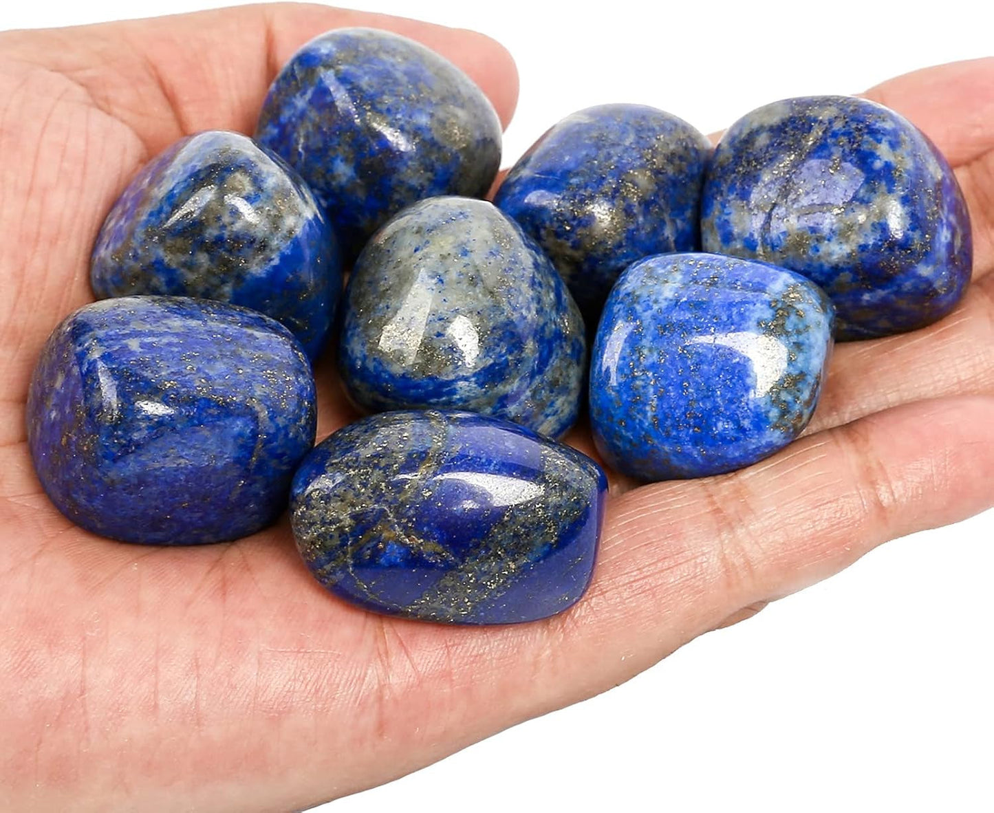1/2 Lb Tumbled Lapis Lazuli Stones for Wicca, Reiki, and Energy Crystal Healing, Natural Lapis Lazuli from Afghanistan