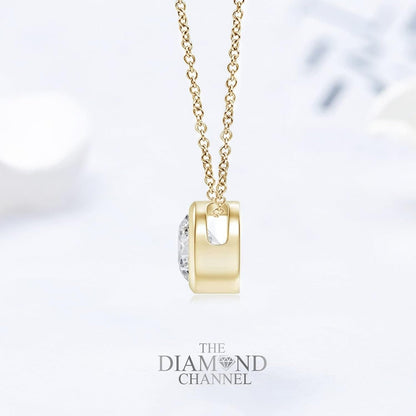 Certified NATURAL Diamond 14 Karat Solid Gold Bezel Set Diamond Necklace, Diamond Necklace for Women, 14 Karat Solid Gold Diamond Necklace