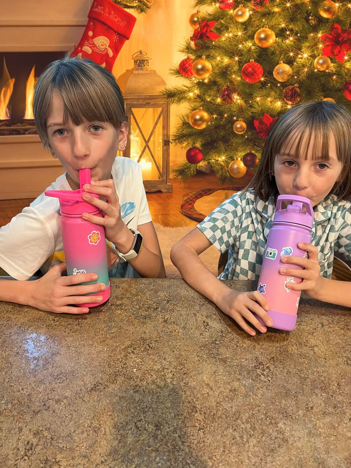 Kids Water Bottle for School, 16Oz Stainless Steel Insulated Water Bottle Kids with Straw Lid for Girls, Boys (Sweat Peach)
