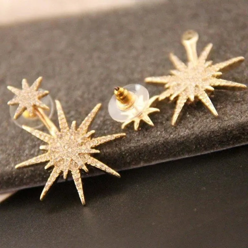 Sparkling Hexagram Snowflake White Sapphire Fission Stud Earrings Charms Bride Jewelry Christmas Gifts