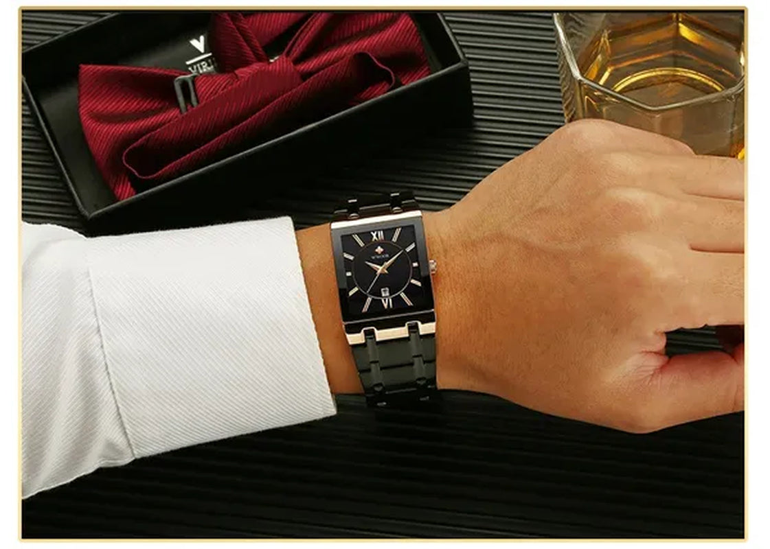 Relogio Masculino WWOOR top brand luxury stainless steel black gold men's square watch men's waterproof quartz wrist watch men
