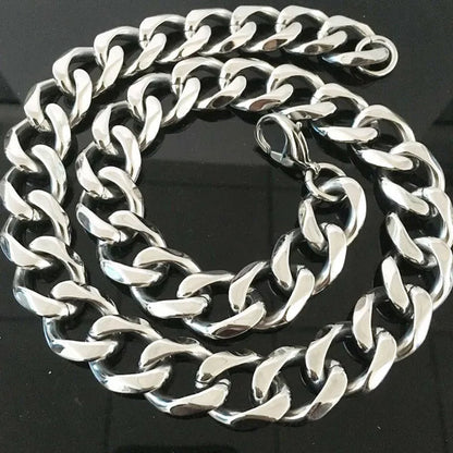 5/7/10/12/15mm Men's and Women's Chain Stainless Steel Silver Cuban Link Curb Chain Necklace or Bracelet