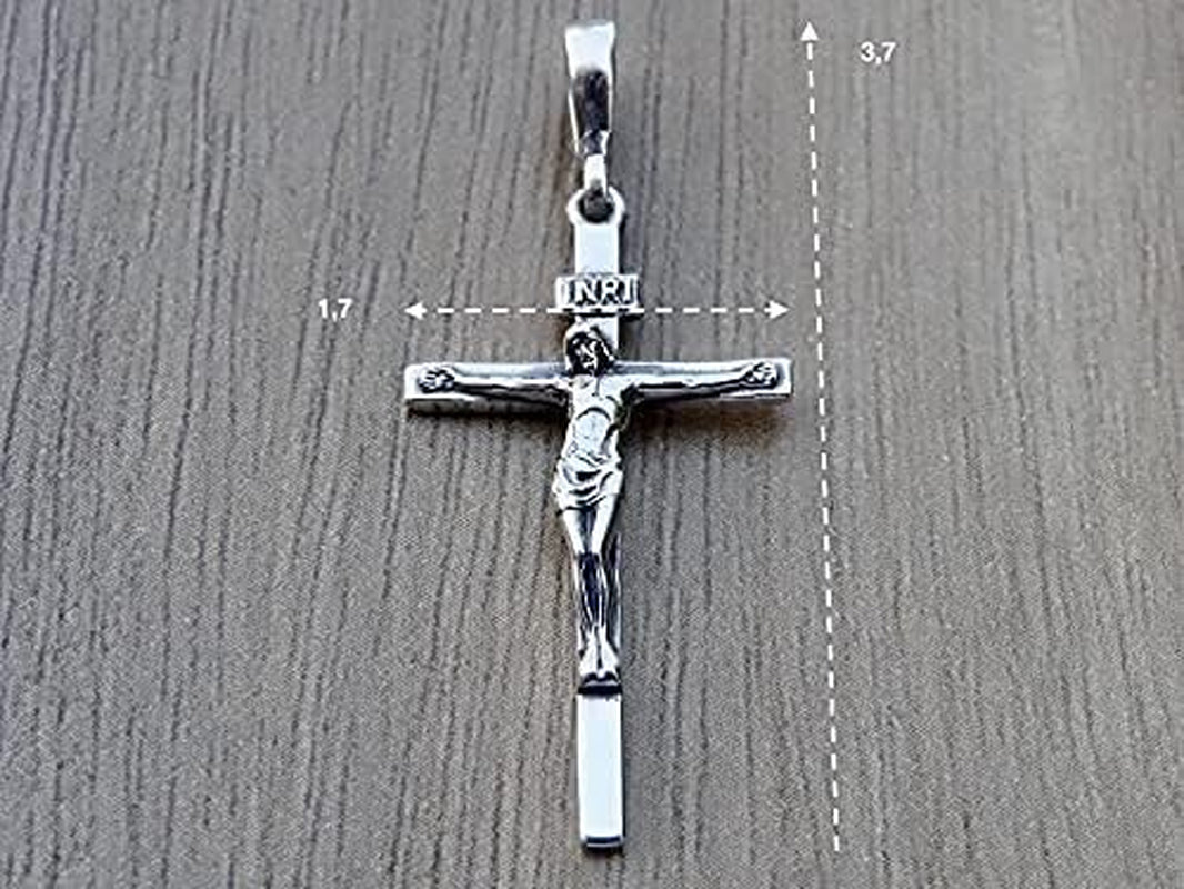 Cross Sterling Silver 925 Solid Pendant INRI Crucifix Jesus Christ Religious Unisex Jewelry