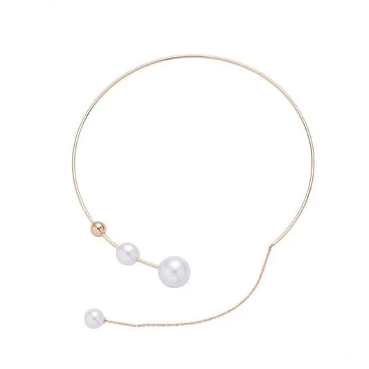 1Pcs Pearl Choker Necklace Elegant Big White Imitation Pearl Choker Necklace Clavicle Chain Fashion Necklace for Women Wedding Jewelry Collar - WORLD TIME VISITS