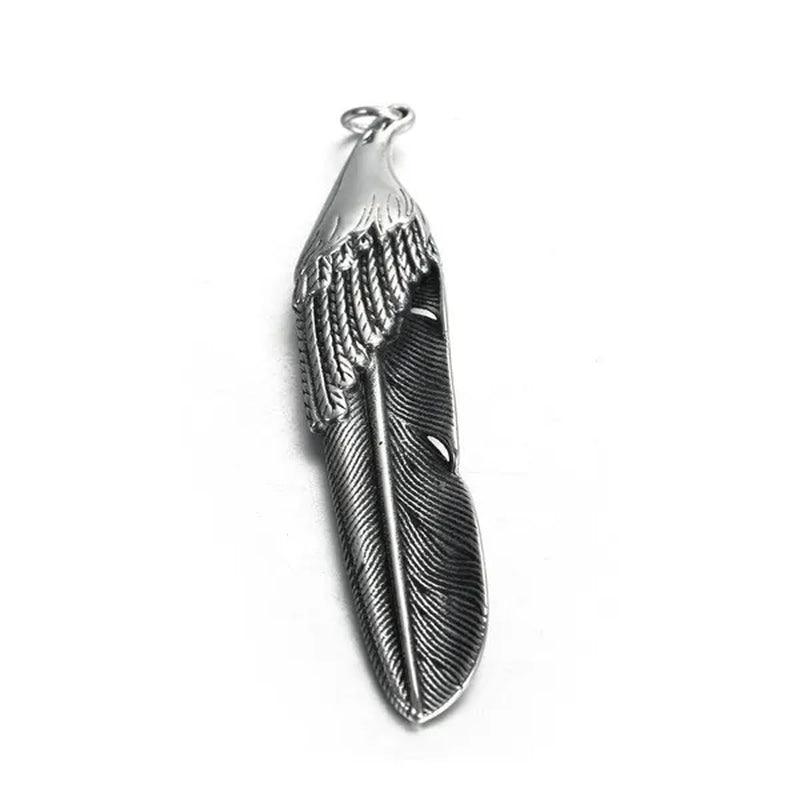 Jewelry Creative Ruby Feather Pendant Stainless Steel Necklace Ins Titanium Steel Retro Male