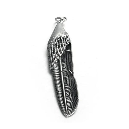 Jewelry Creative Ruby Feather Pendant Stainless Steel Necklace Ins Titanium Steel Retro Male