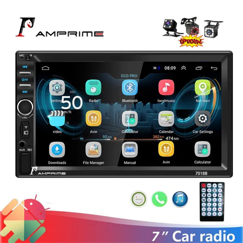 Amprime 2 Din Car Radio 7" LCD Touch Screen Autoradio 7018B Multimedia Player Bluetooth Car Stereo Radio Support Mirror-Link Rear View Camera - WORLD TIME VISITS
