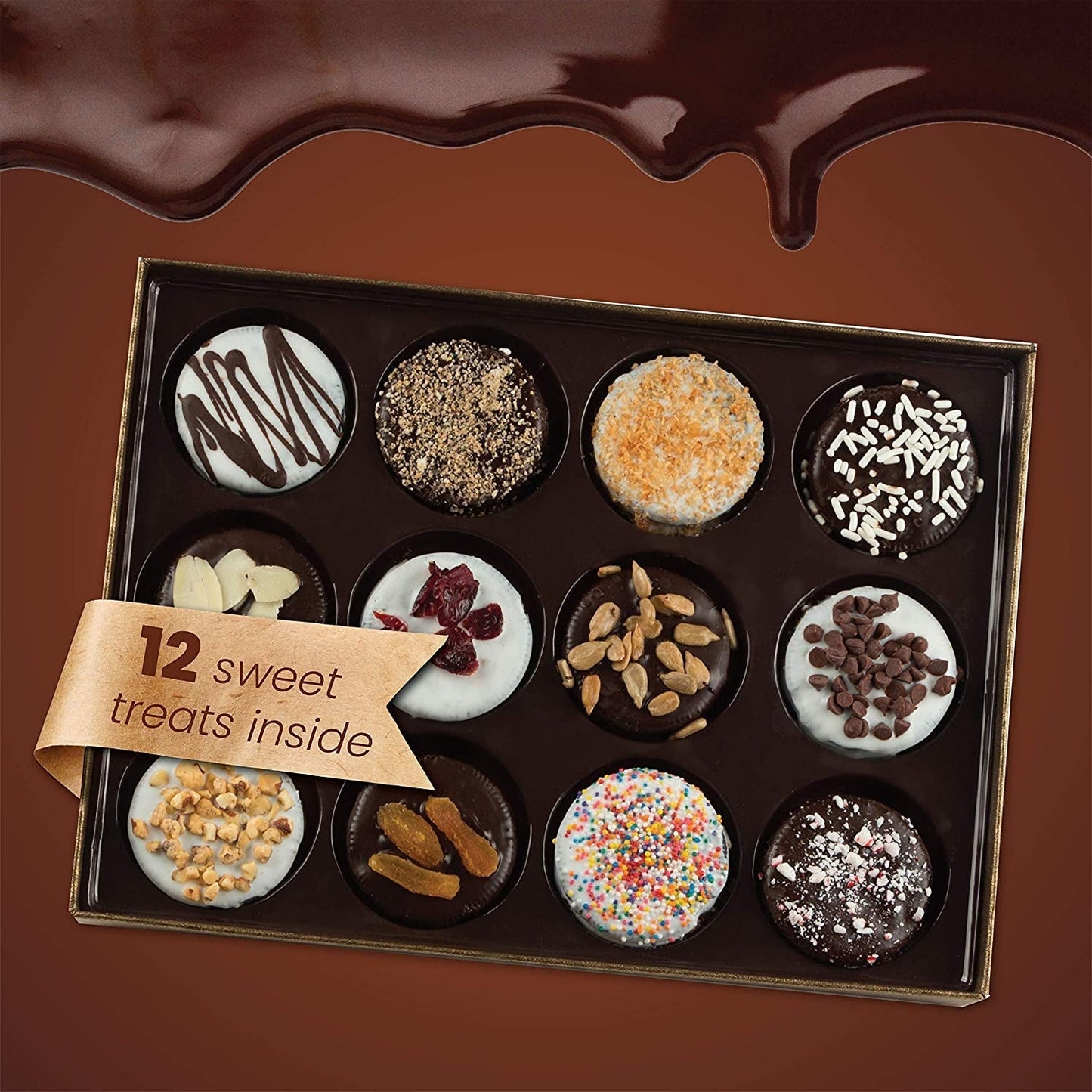 Fathers Day Gift Basket, 12 Gourmet Cookies, Chocolate Candy Biscotti Gift Box, Prime Gifts for Dad Son Grandpa Men, Father’S Snack Food Delivery Ideas, Assorted Cookies Baskets
