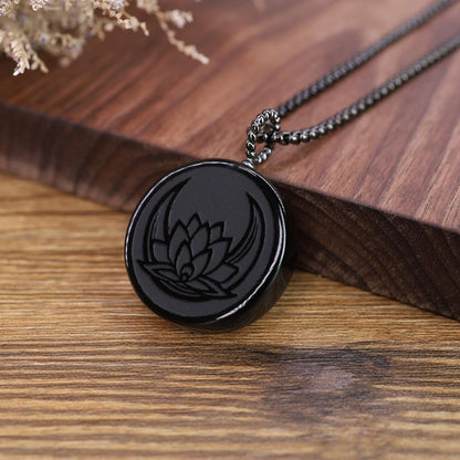Religious Jewelry Obsidian Stone Necklace