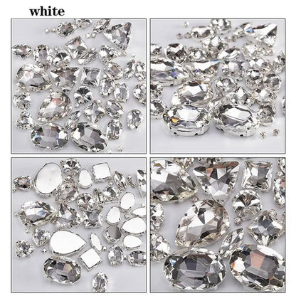 50PCS Mix Size Gold Champagne Glass Rhinestones for Clothing Loose Flatback Dress Stones Decorative Crystal Sew on Rhinestones - WORLD TIME VISITS