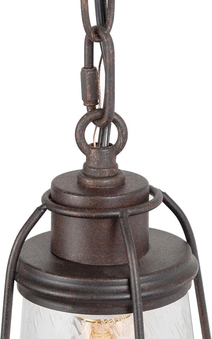 Farmhouse Pendant Lighting, Mini Rustic Hanging Light Fixture with Seeded Glass Shade for Kitchen Island, Foyer, Hallway, Bedroom and Entryway, Bronze