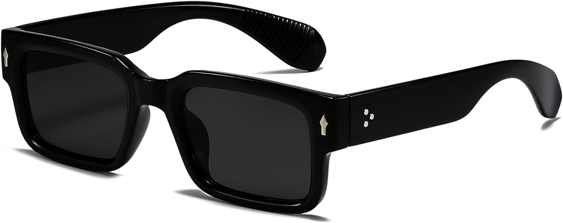 Square Frame Sunglasses for Women Men Trendy Chunky Rectangle Sun Glasses Black Shades UV400 Protection - WORLD TIME VISITS