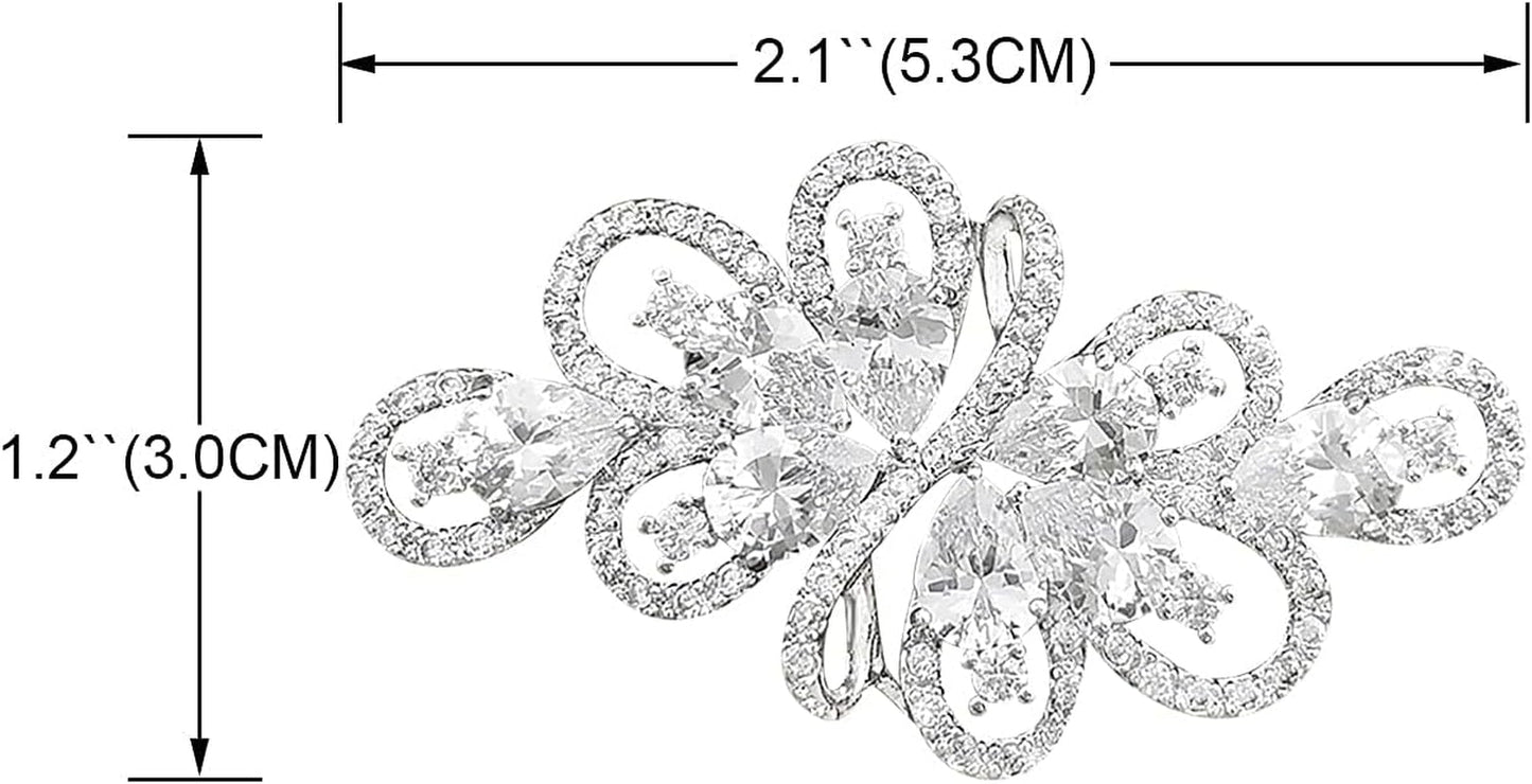 Cubic Zirconia Crystal Rhinestone Wedding Brooch Pin for Women Brides Jewelry
