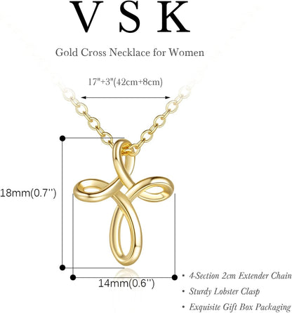 Cross Necklace for Women 14K Gold Cross Necklaces for Women Gold Crosses Chain Necklaces for Womens Distinctive Twisted Design Crosses Chain Pendant Necklace for Womens - WORLD TIME VISITS