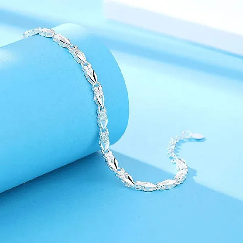925 Sterling Silver Bracelet for Women Silver Bracelet Four-Leaf Clover Jewelry Friendship Bracelets Lucky Cute Bracelets