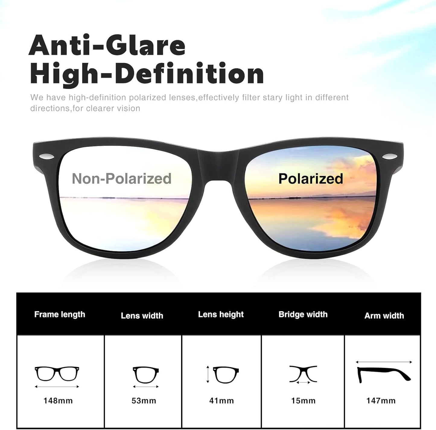 Sunglasses Men Polarized Sunglasses for Womens Trendy Retro Mirror Lens for Driving Fishing UV400 Protection
