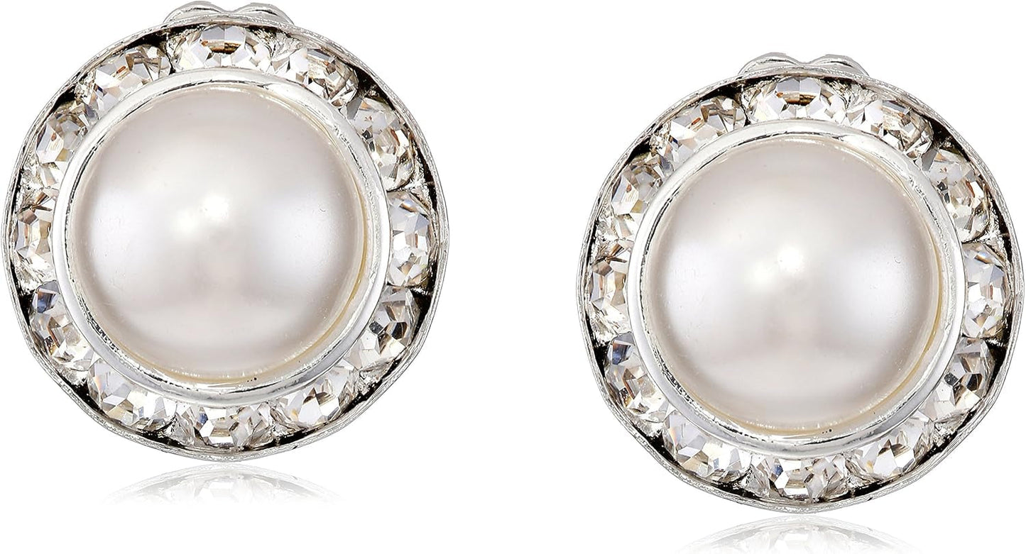 Silver Crystal Rhinestone Rondelle Circle round Shape Earrings