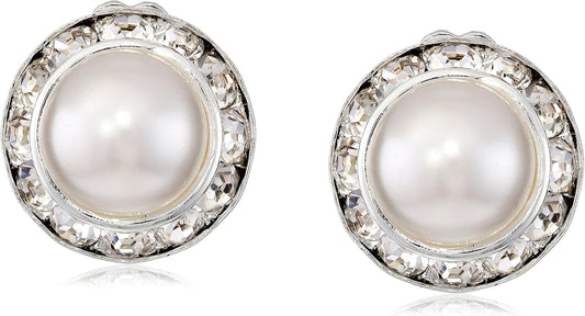 Silver Crystal Rhinestone Rondelle Circle round Shape Earrings