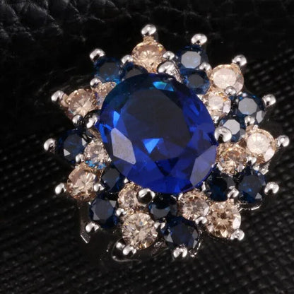 Women Vintage 925 Silver Plated Sapphire CZ Gemstone Ring Jewelry Size 6-10#