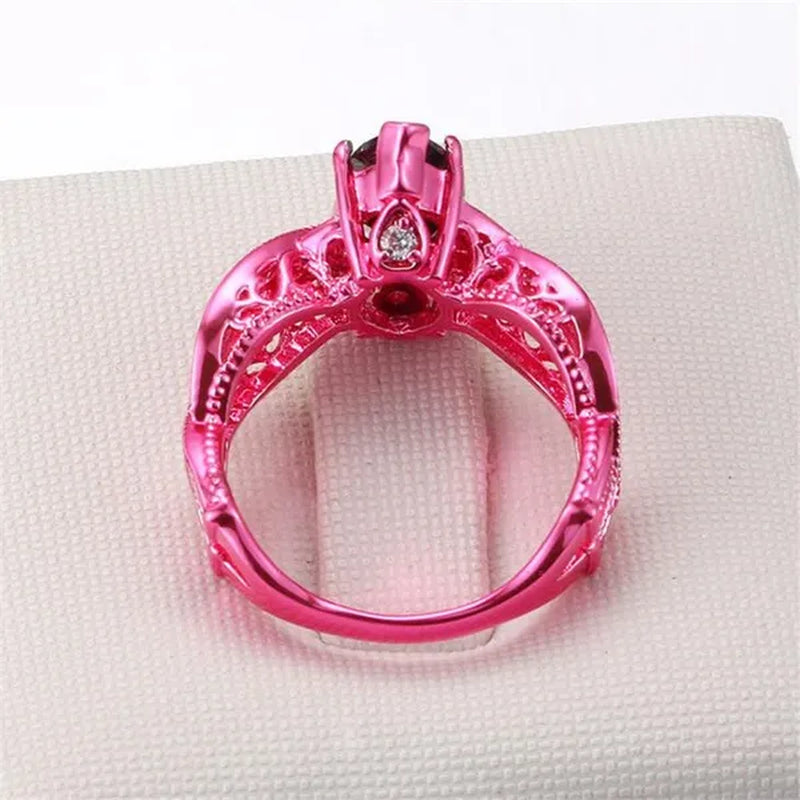 Europe and the United States Micro-Inlay Zircon Jewelry Unique Pink Gold Black Nano Horse Eye Stone Prom Ring 2017 New - WORLD TIME VISITS