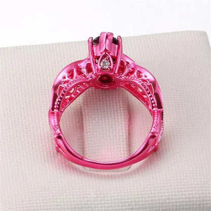 Europe and the United States Micro-Inlay Zircon Jewelry Unique Pink Gold Black Nano Horse Eye Stone Prom Ring 2017 New - WORLD TIME VISITS