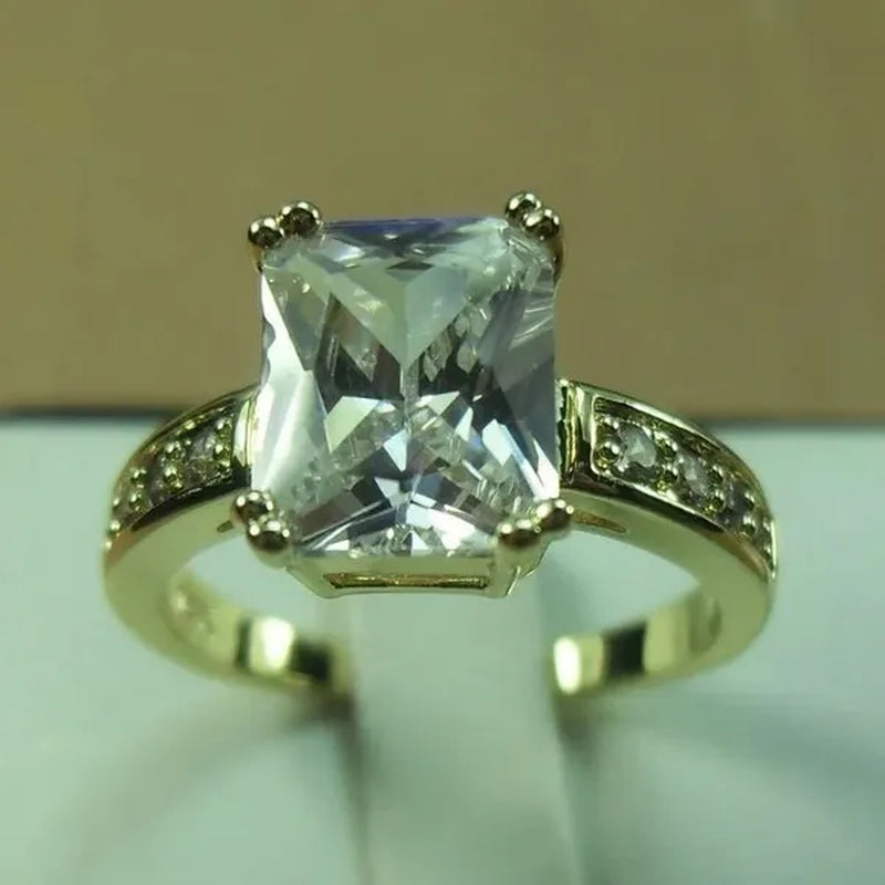 Natural 3.58CT White Diamond 14K Yellow Gold Wedding Ring Size 6-10
