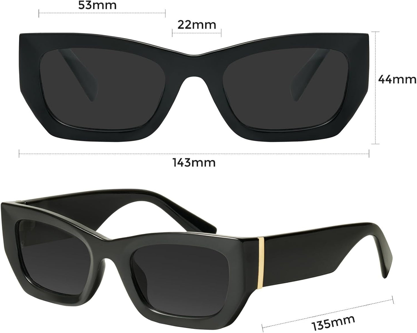 Retro Cat Eye Rectangle Polarized Sunglasses for Women Chunky Style MS52370