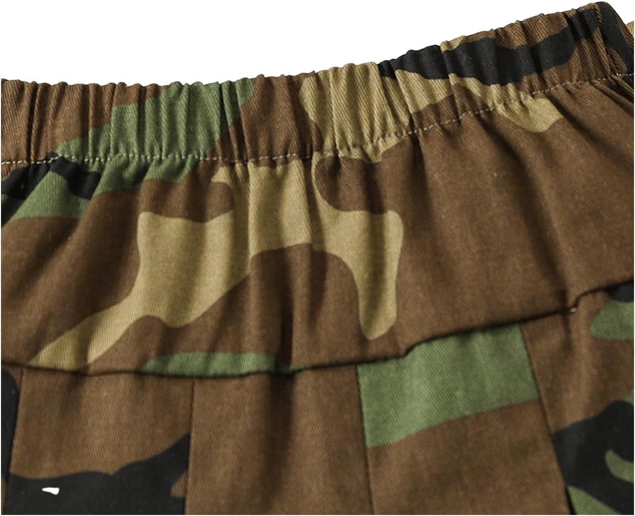 Girl'S Flared Camo Pleated Skirt Elastic High Waist a Line Streetwear Jersey Mini Skirts for Girls