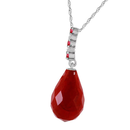 8.95 Ct 14K 16" White Gold Necklace Diamond Dyed Briolette Drop Ruby