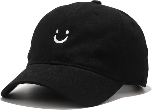 Smile Face Baseball Cap for Women Men Adjustable Low Profile Unstructured Cotton Dad Hat