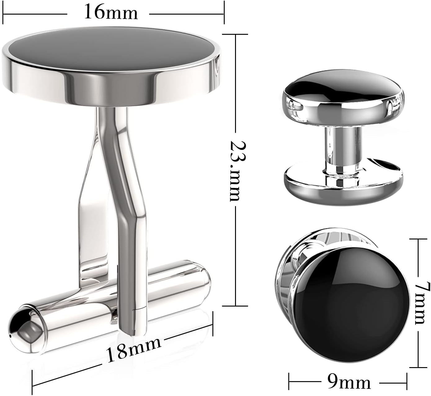 Cufflinks for Men, 316L Stainless Steel Tuxedo Shirt Cuff Links Shirt Accessories Unique Business Groom Wedding Black Silver Gold Jewelry Gift for Son, Father, Husband, Boyfriend