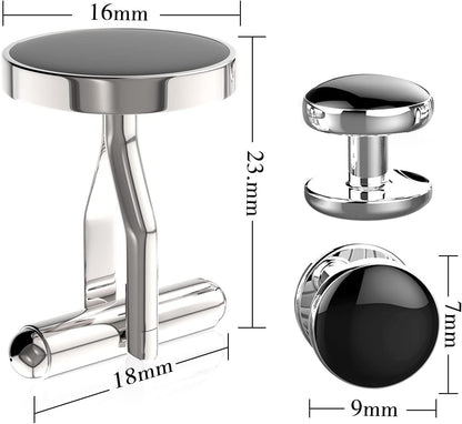 Cufflinks for Men, 316L Stainless Steel Tuxedo Shirt Cuff Links Shirt Accessories Unique Business Groom Wedding Black Silver Gold Jewelry Gift for Son, Father, Husband, Boyfriend