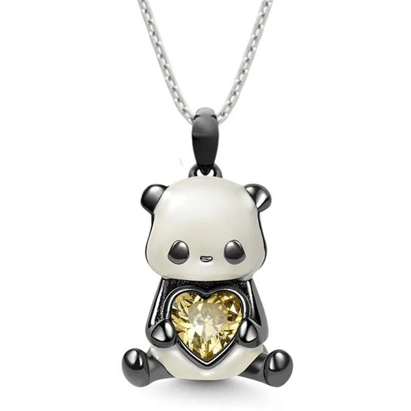 Creative Cartoon Axolotl Animal Heart Shape Diamond Crystal Pendant Necklace Exquisite Women's 925 Silver Necklace Princess Pendant Panda Snowman Necklace Engagement Wedding Accessories Party Jewelry Birthday Gift