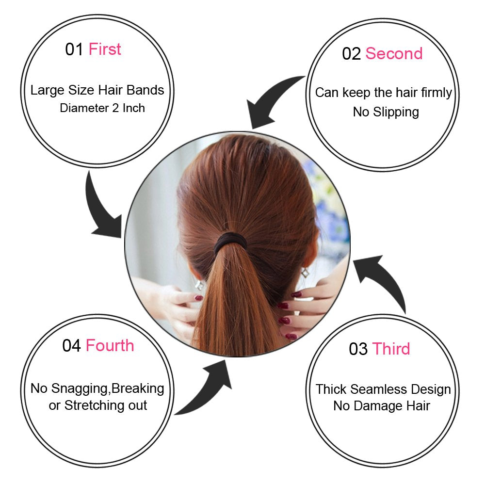 Hair Bands Hair Ties for Thick Hair 100PCS Seamless Cotton Simply Ponytail Holders Headband Scrunchies Hair Accessories No Crease Damage (Neutral Colors)