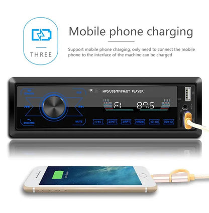 Podofo Autoradio 12V 1Din Car Radio Bluetooth Car Stereo In-Dash Car Audio Phone AUX-IN Fm/Usb/Radio Remote Control MP3 Player