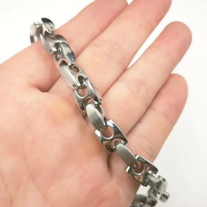 Men'S Bangle 316L Stainless Steel Silver Solid Large Chunky Curb Cuban Link Chain Bracelet Gifts for Men Boys 9Mm 8.5 Inch Heavy
