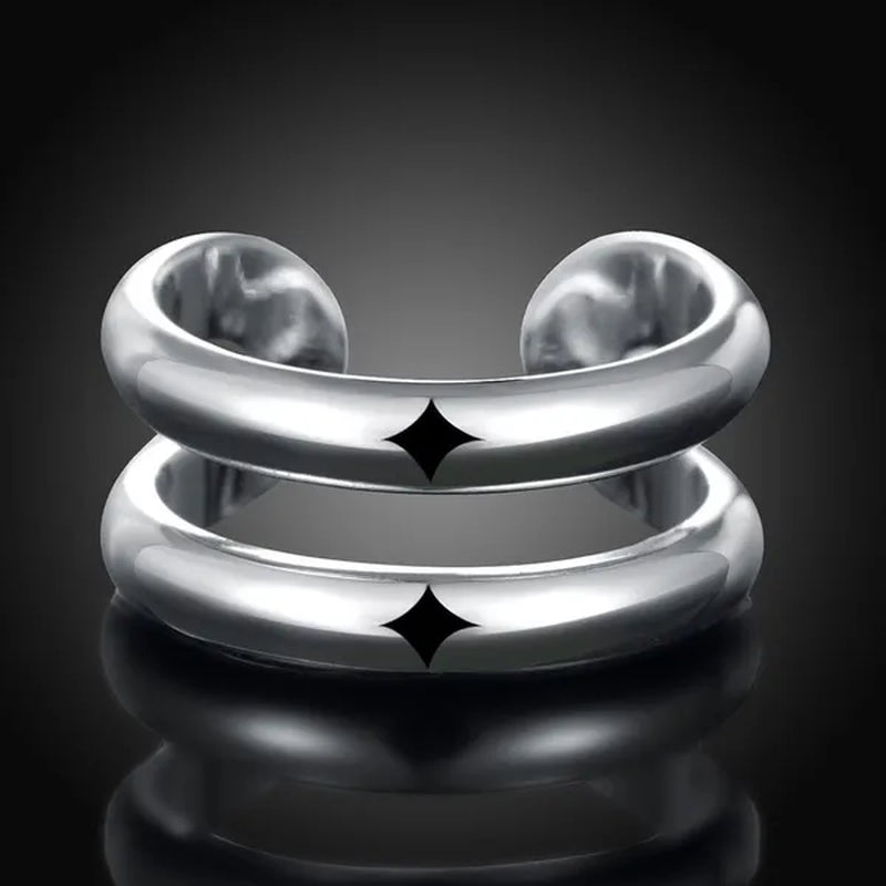 925 Sterling Silver Thumb Finger Ring Opening Double Lines With  Vintage Fashion Silver Engagement Rings for Women Men