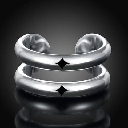 925 Sterling Silver Thumb Finger Ring Opening Double Lines With  Vintage Fashion Silver Engagement Rings for Women Men