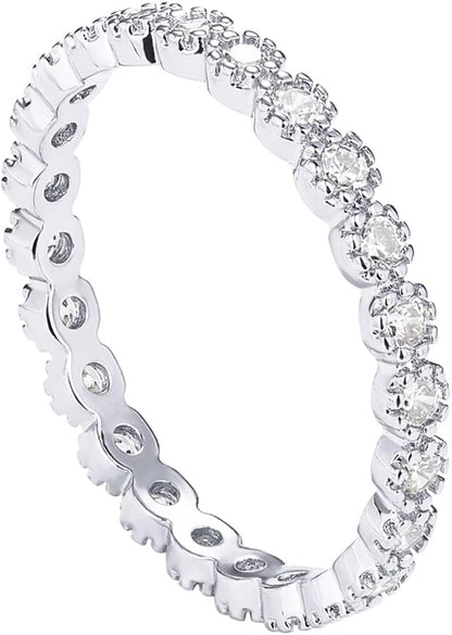 14K Gold Plated Rings Cubic Zirconia Band | Marquise Milgrain Eternity Bands | Gold Rings for Women - WORLD TIME VISITS