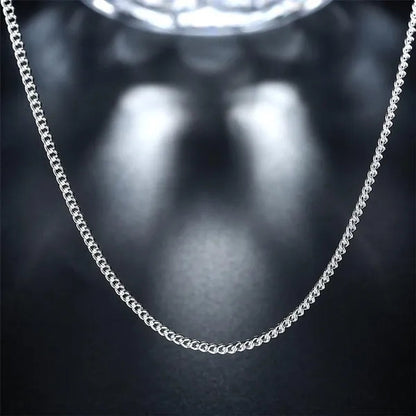 Wholesale Price High Quality 5pcs/lot New Silver Color 2mm Classic Curb Chain Necklace For Women Wedding Engagement jewelry Men's Fashion Side Chain Bijoux
