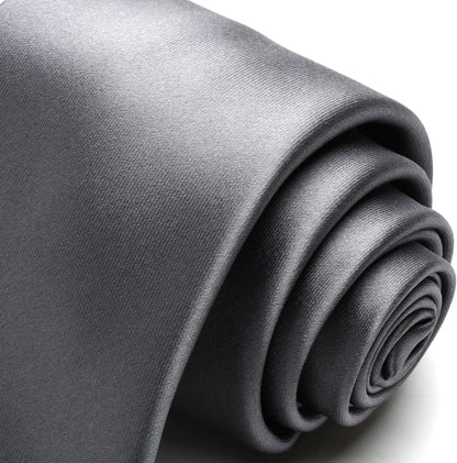 Satin Tie Set Solid Ties Mens Necktie + Pocket Square