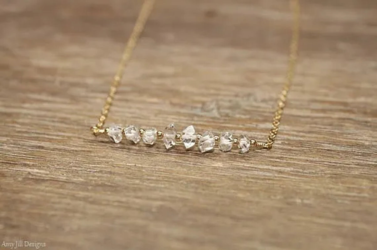 Herkimer Diamond Necklace Bar Necklace Diamond Crystal Jewelry
