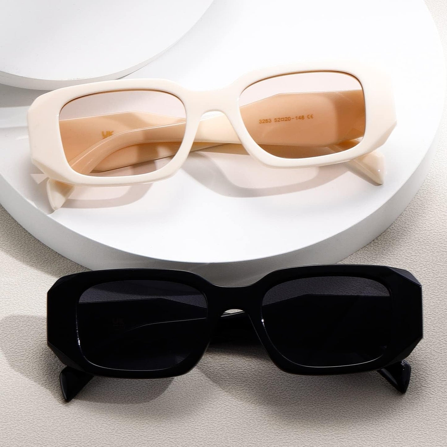 Rectangle Sunglasses for Women Men Trendy Retro Trendy Sun Glasses 90’S Vintage Square Frame K1307